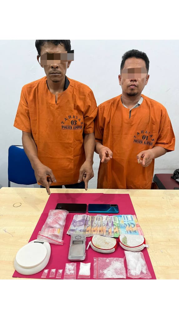 Polsek Kampar Tangkap Dua Pelaku Narkoba di Desa Sendayan 