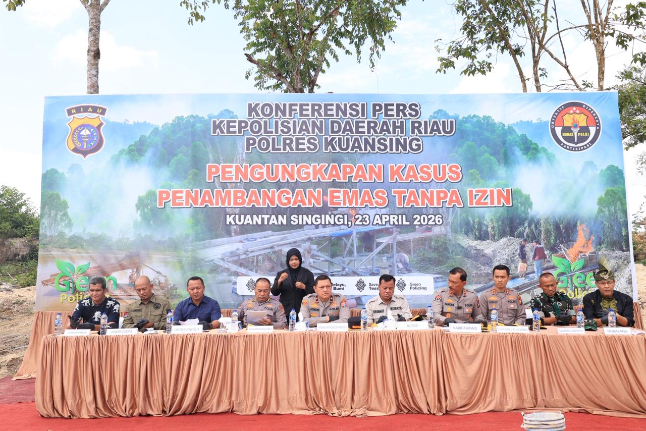 Polda Riau Ungkap 29 Kasus PETI di Kuansing, 54 Tersangka Diamankan dan 1.167 Rakit Dimusnahkan