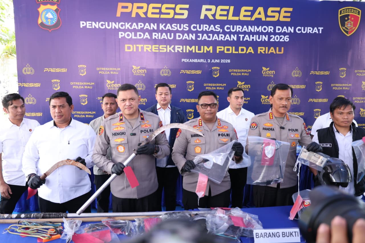 Polda Riau Bongkar 1.333 Kasus Kejahatan Jalanan, 525 Tersangka Diamankan 