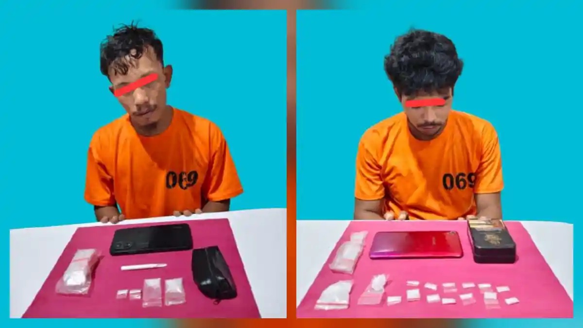 2 Pria Disergap Saat Duduk di Tepi Jalan, Polres Pelalawan Dapati 20 Paket Sabu di Kantong Mereka