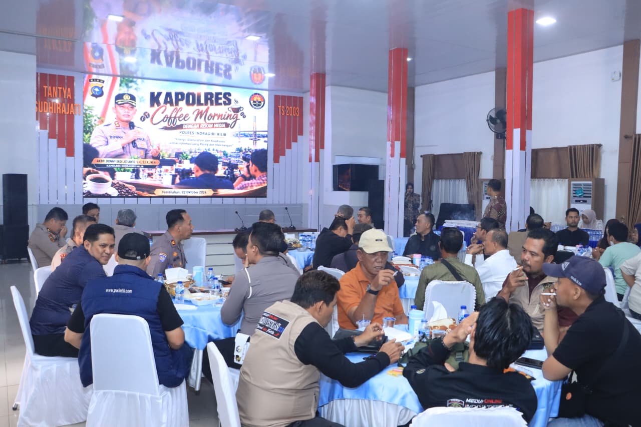 Kapolres Inhil Gelar Coffee Morning Bersama Media, Sosialisasikan Program Perlinsos Digital