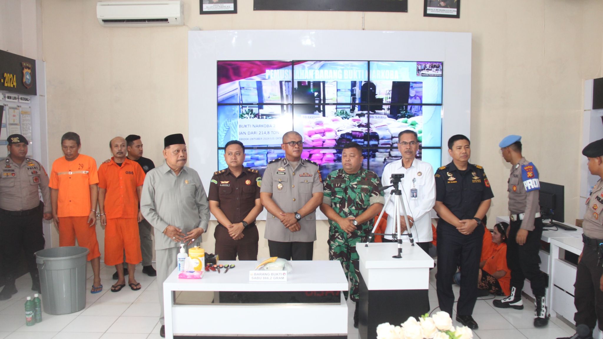 Polres Bengkalis Turut Musnahkan Barang Bukti Narkoba Bersama Presiden RI dan Kapolri